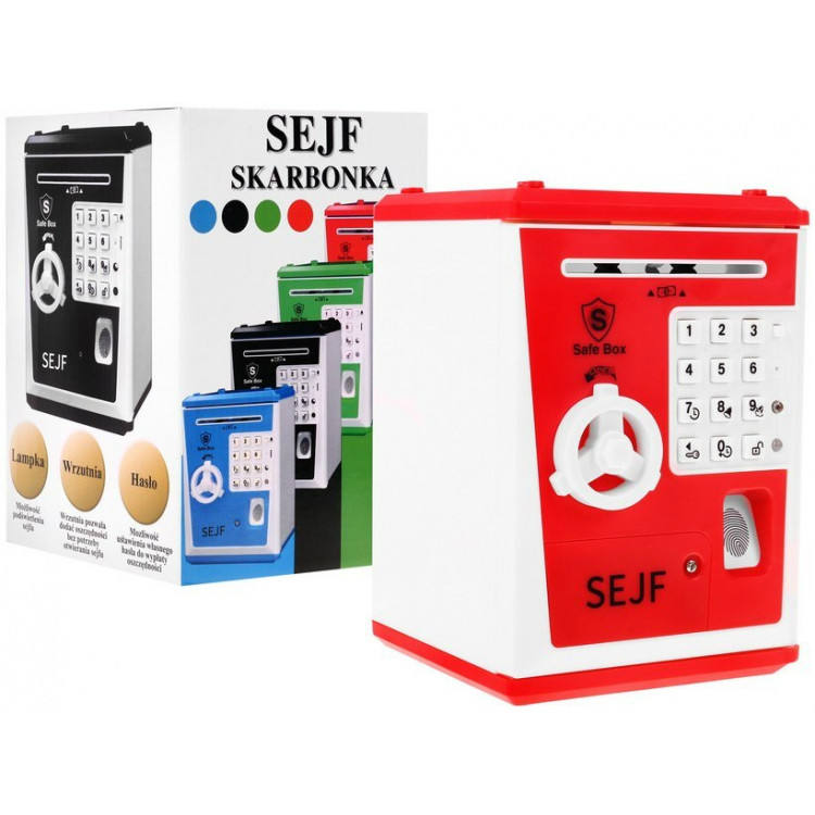 Pokladnička v tvare trezoru - červená